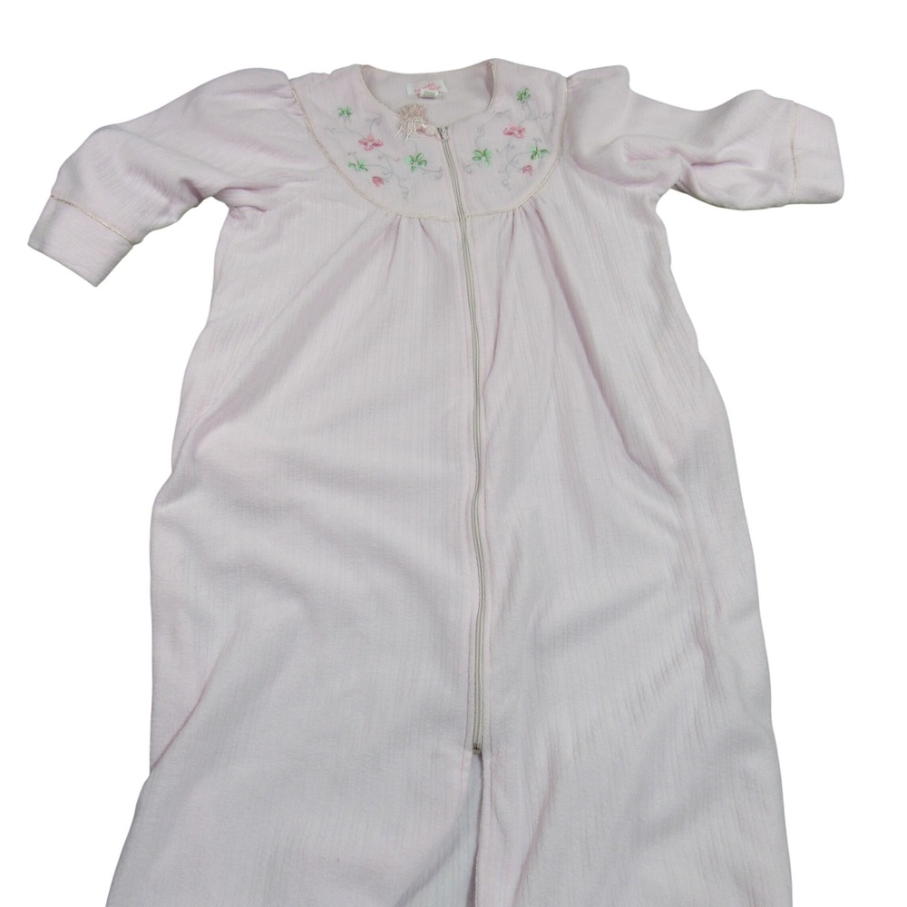 Amanda Paige Pink Floral Embroidered Zip Front Robe‎ Plus Size 1X Long Sleeve